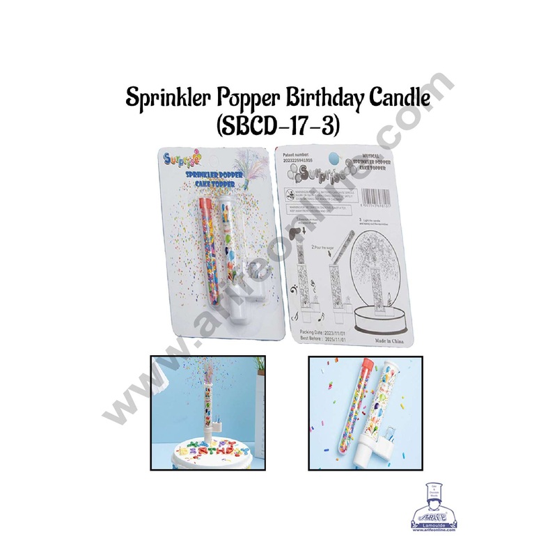 CAKE DECOR Sprinkler Popper Birthday Candle for Cake & Cupcake Decoration - 1 Piece