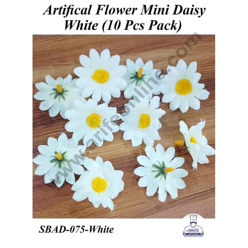 CAKE DECOR White Mini Daisy Artificial Flower For Cake Decoration ( 10 pcs pack )