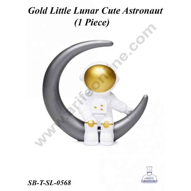 CAKE DECOR 1 Piece Gold Little Moon Space Toy Cute Astronaut Toy for Cake Toppers(SB-T-SL-0568)