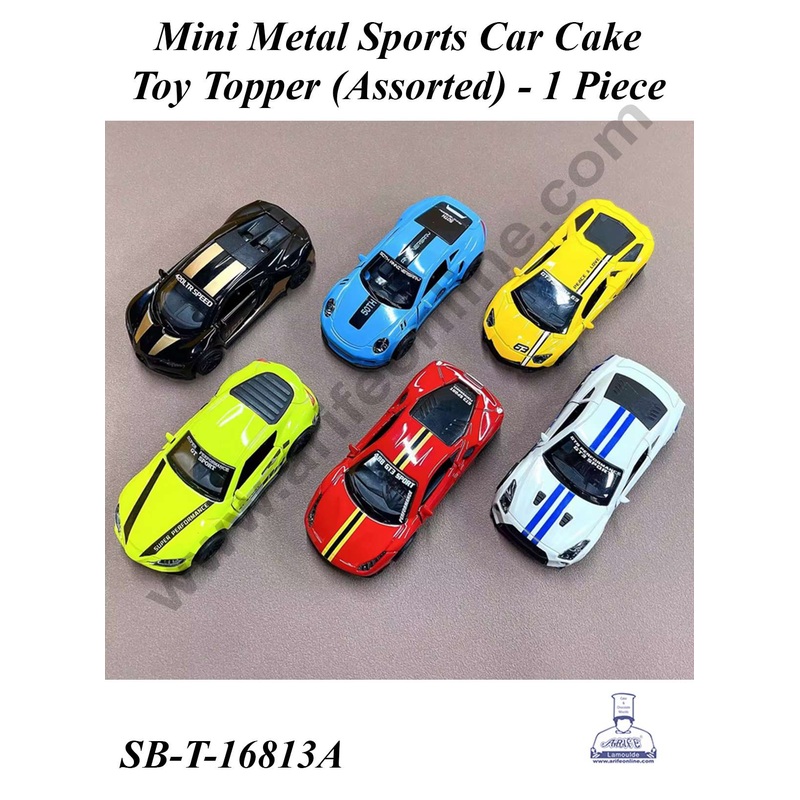 CAKE DECOR 1 Piece Mini Metal Sports / Racing Car Cake Toy Topper | Decoration Figurines | Assorted - (SB-T-4312C)