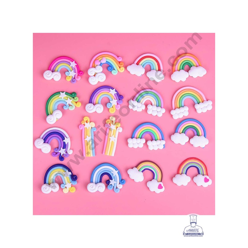 CAKE DECOR 1 Piece Multi Colour Rainbow Star Cloud Cake Toppers | Decoration Figurines | Assorted -  (SBRainbow-005-Ass)