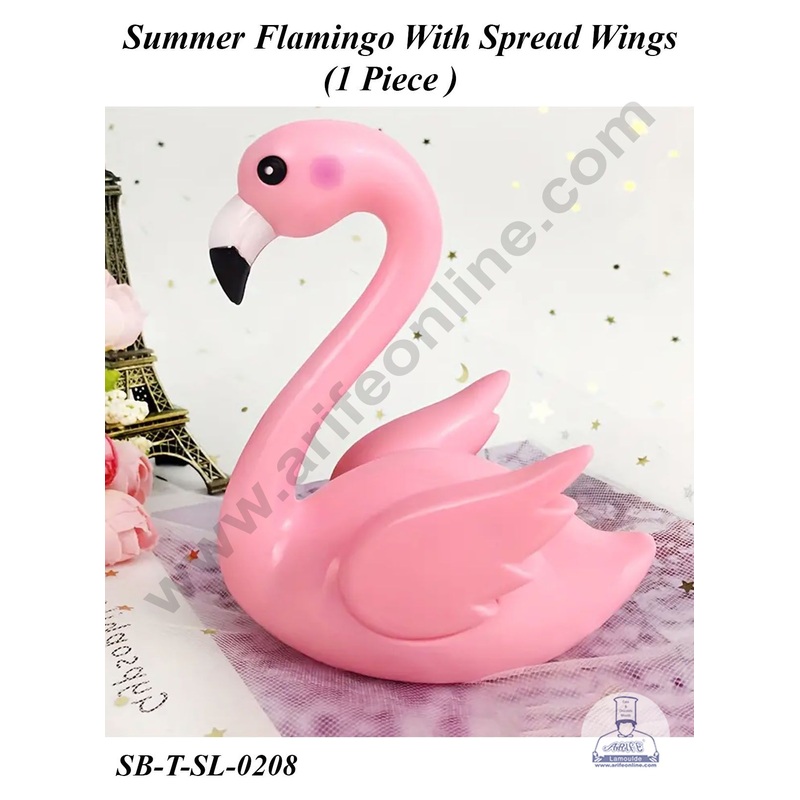 CAKE DECOR 1 Piece Summer Flamingo With Spread Wings Plastic Toys for Cake Toppers (SB-T-SL-0208)