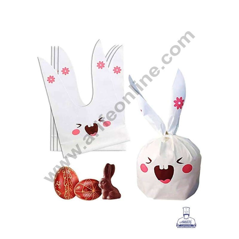 CAKE DECOR 10 Pcs Double Extra Large Rabbit Ear Candy Gift Bags | Cute Plastic Bunny Goodie Bags | Candy Bags for Kids
