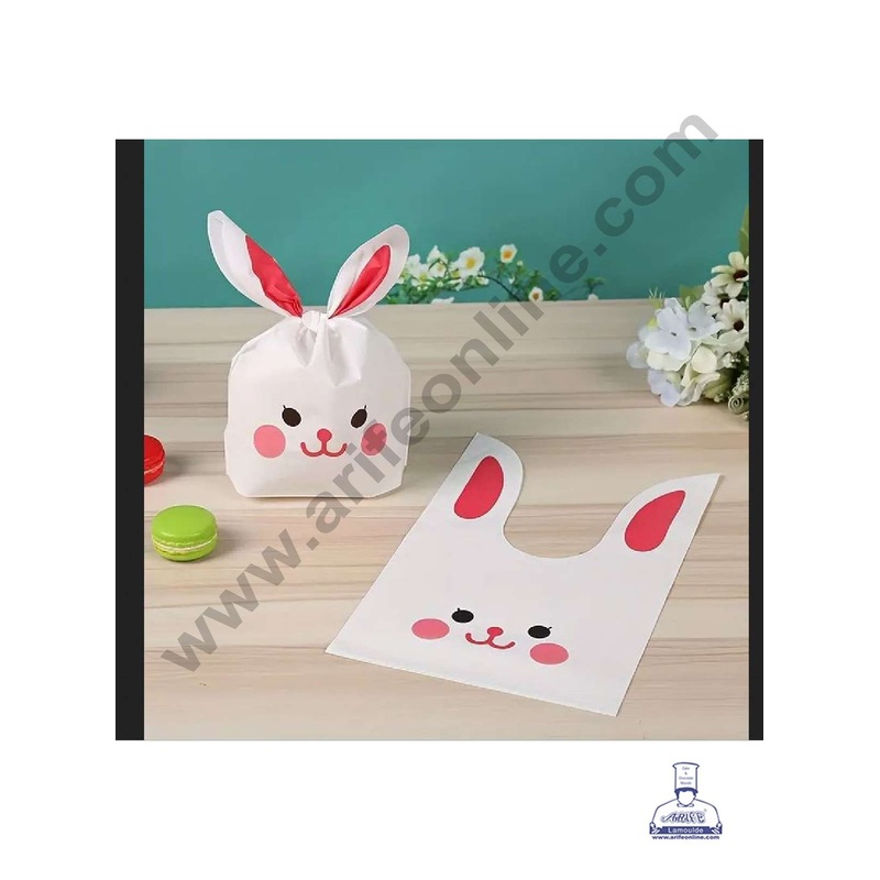 CAKE DECOR 10 Pcs Extra Large Rabbit Ear Candy Gift Bags | Cute Plastic Bunny Goodie Bags | Candy Bags for Kids