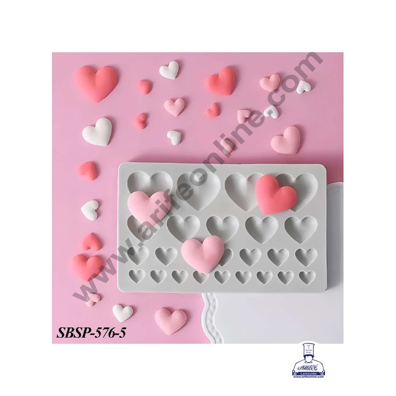 CAKE DECOR 25 Cavity Mini Heart Shape Silicone Fondant mould | Cake Decoration - (SBSP-576-5)