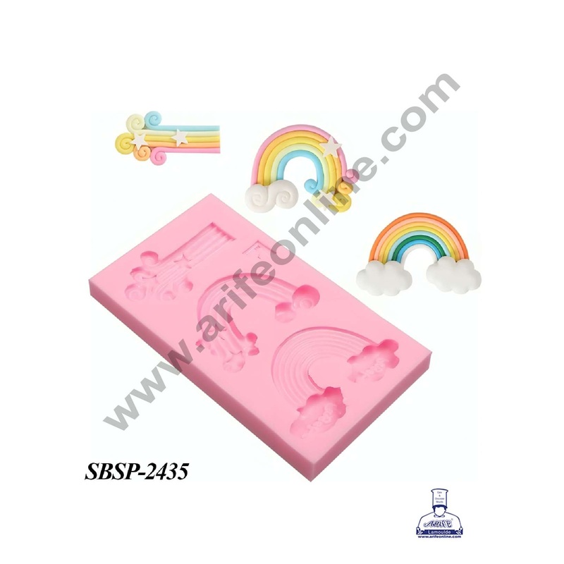 CAKE DECOR 3 Cavity Mix Rainbow Silicone Fondant mould | Cake Decoration - (SBSP-2435)