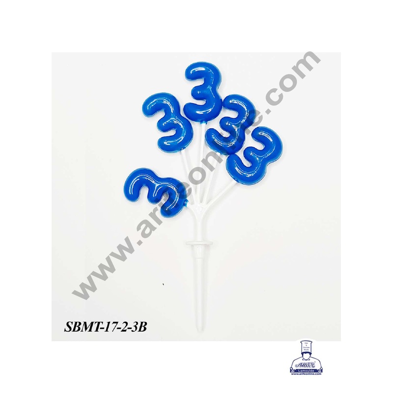 CAKE DECOR 3 Number Plastic Bunch Cake Topper - 1 Bunch