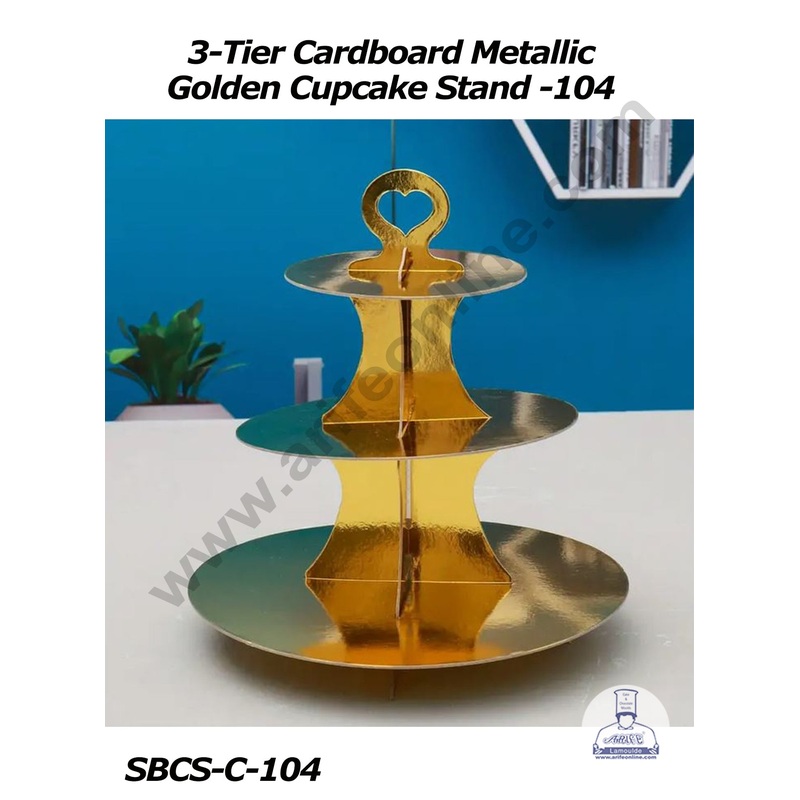 Cake Decor 3-Tier Cardboard Metallic Cupcake Stand