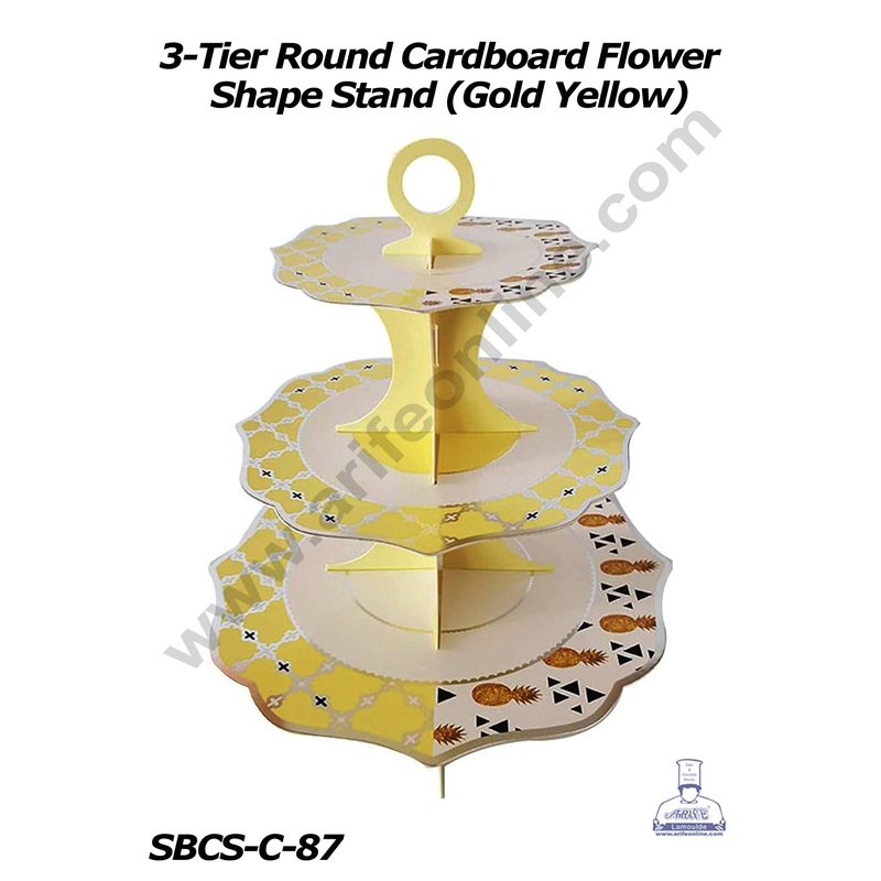 Cake Decor 3-Tier Round Cardboard Flower Shape Cupcake Stand-Heavy