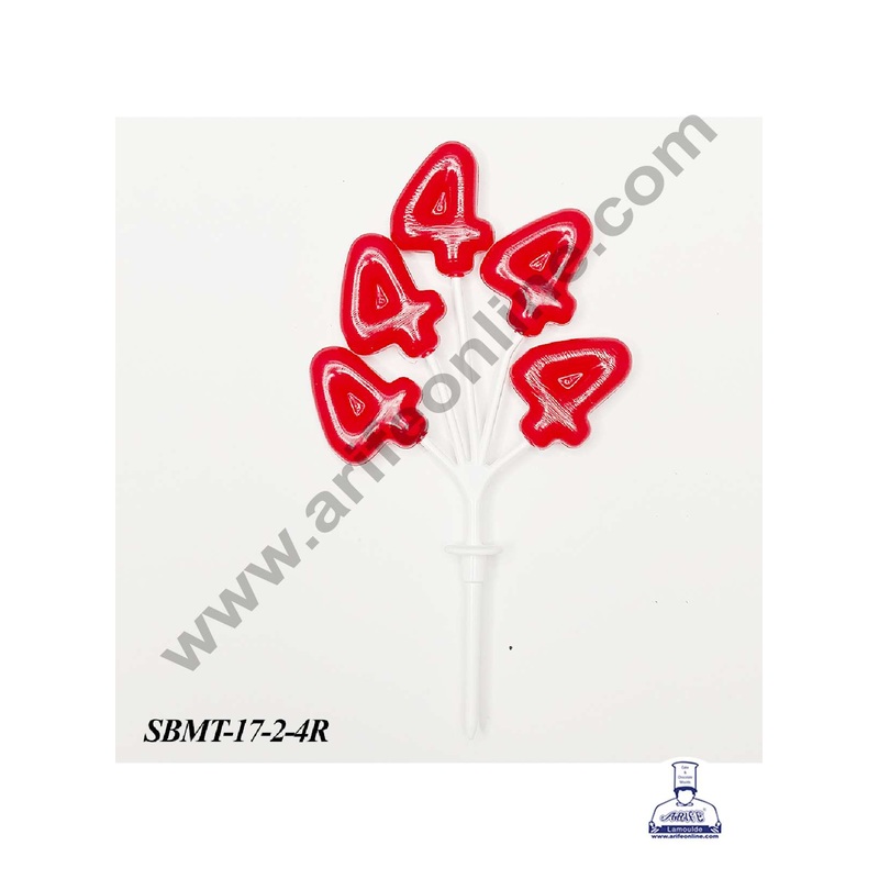 CAKE DECOR 4 Number Plastic Bunch Cake Topper - 1 Bunch