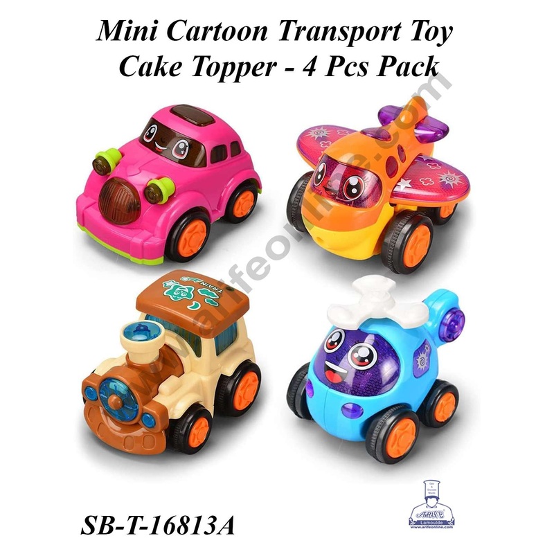 CAKE DECOR 4 Pcs Set Mini Cartoon Transport Cake Toy Topper | Decorations Figurines - (SB-T-16813A)