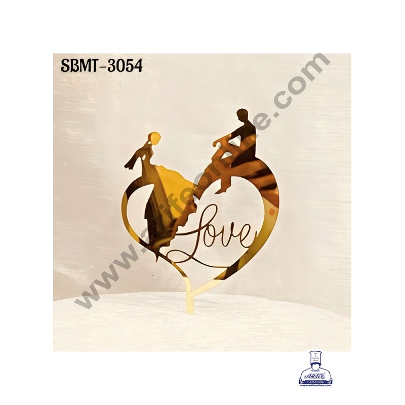 CAKE DECOR 5 inch Acrylic Couple with Love in Heart Frame Cake Topper (SBMT-3054)
