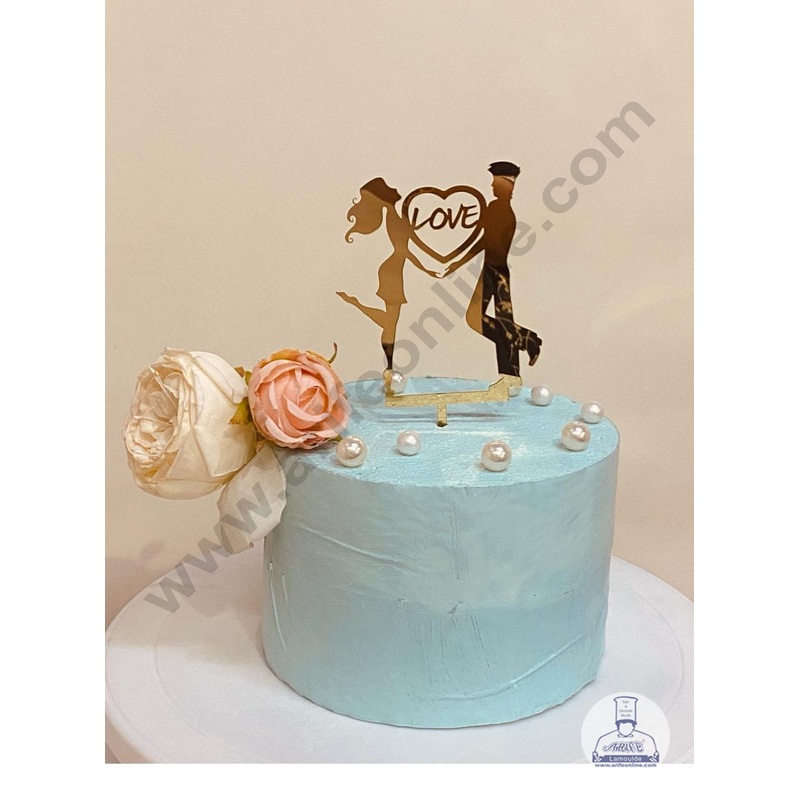 CAKE DECOR 5 inch Acrylic Cute Couple With Love Cake Topper Cake Decoration (SBMT-1200)