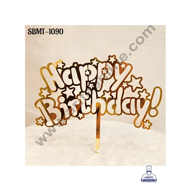 CAKE DECOR 5 inch Acrylic Happy Birthday in Funky Style Cake topper (SBMT-1090)