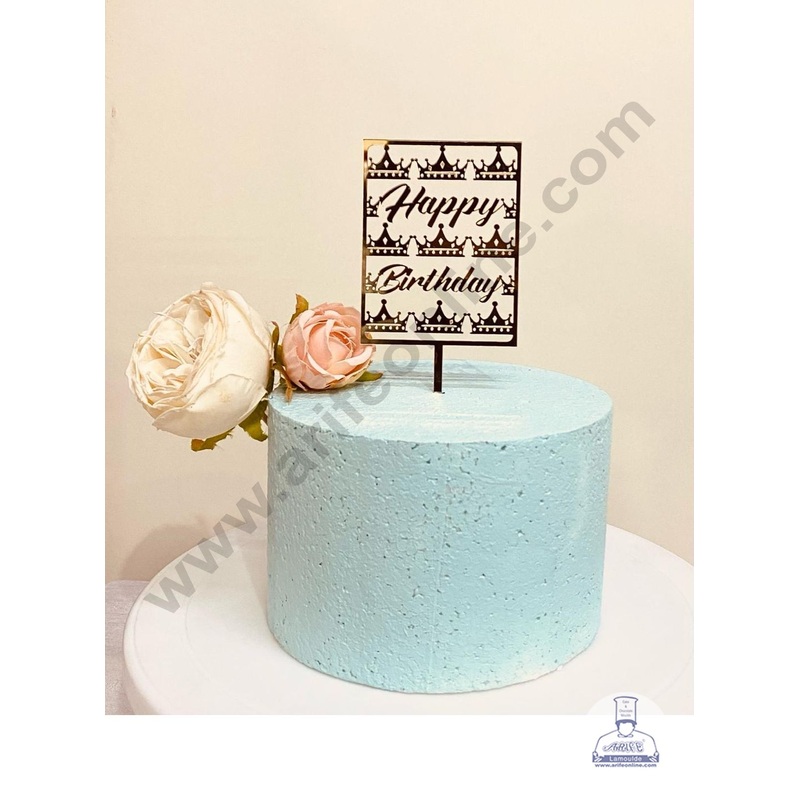 CAKE DECOR 5 inch Acrylic Happy Birthday with Crown Cake Topper Cake Decoration (SBMT-1103)
