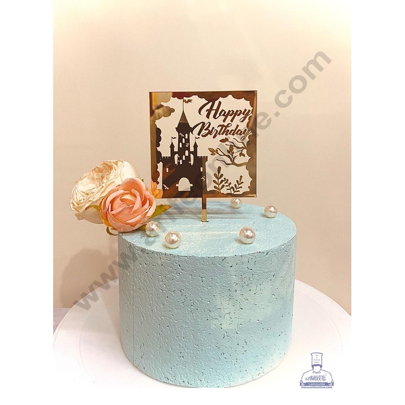 CAKE DECOR 5 inch Acrylic Happy Birthday with House and Leaf Cake Topper Cake Decoration (SBMT-1101)