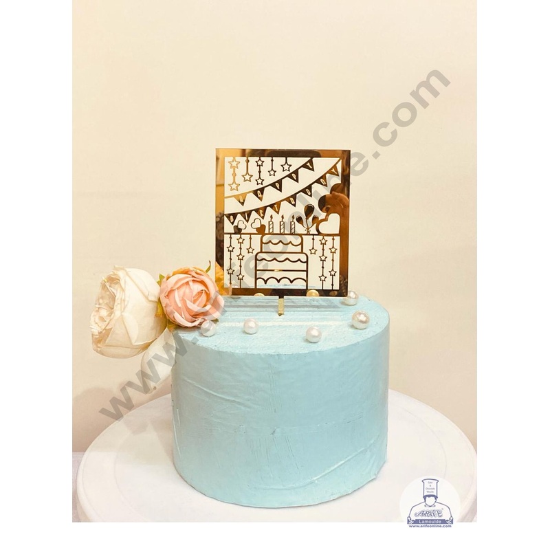 CAKE DECOR 5 inch Acrylic Happy Birthday with Star Hearts and Candles Cake Topper Cake Decoration (SBMT-1100)