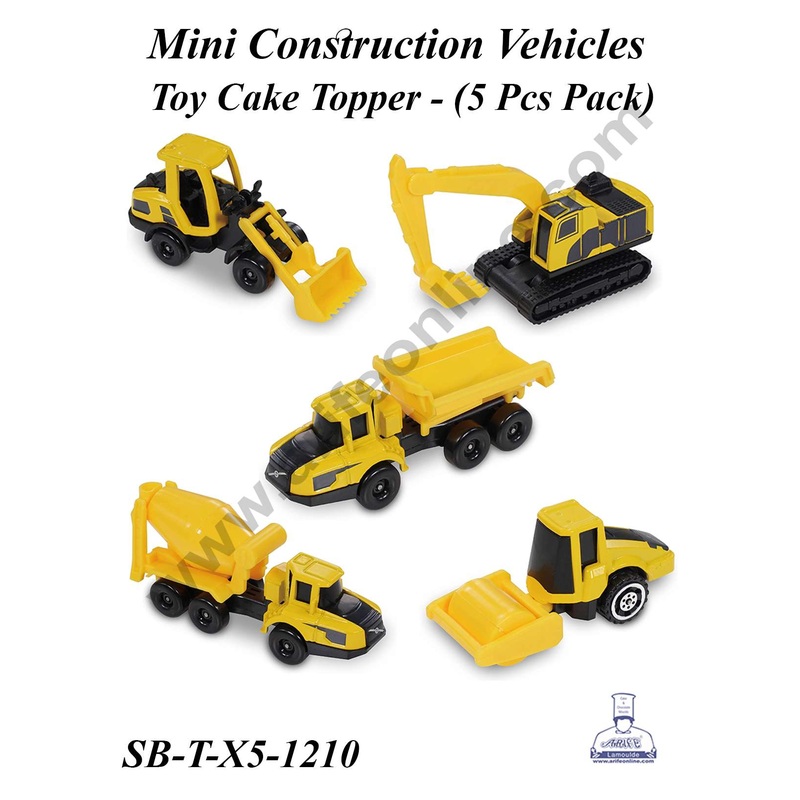 CAKE DECOR 5 Pcs Mini Construction Vehicles Cake Toy Topper | Decorations Figurines - (SB-T-X5-1210)