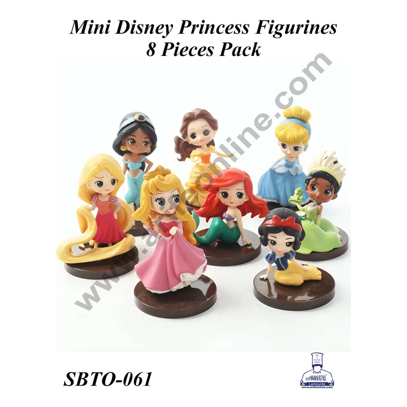CAKE DECOR 8 Pcs Mini Disney Princess Doll Cake Toy Topper | Decorations Figurines - (SBTO-061)