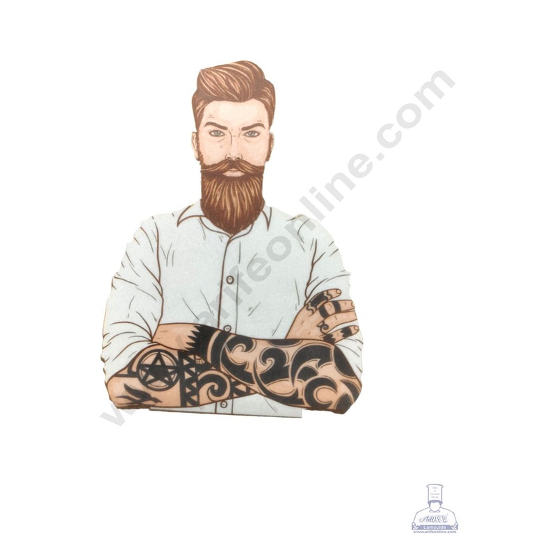 CAKE DECOR Edible Theme Topper Pre Cut Wafer Paper High Quality - Guy With Tattoo - ( 1 pc Pack ) SB-WPC-3101