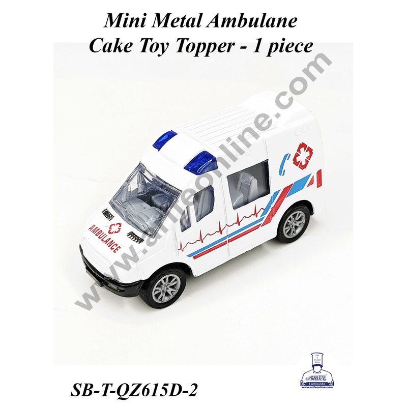 CAKE DECOR Mini Metal Ambulance Cake Toy Topper | Decorations Figurines - 1 piece (SB-T-QZ615D-2)