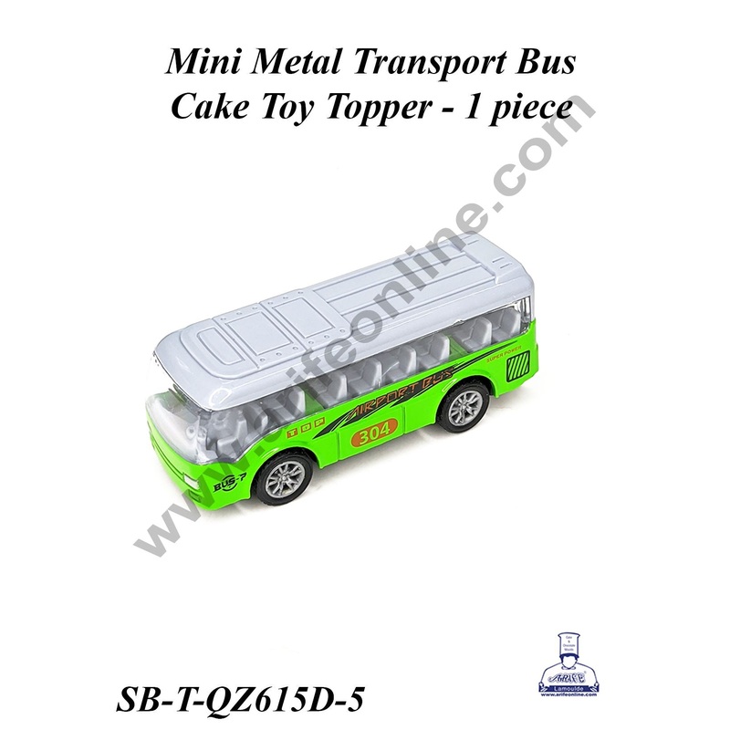 CAKE DECOR Mini Metal Transport Bus Cake Toy Topper | Decorations Figurines - 1 piece (SB-T-QZ615D-5)