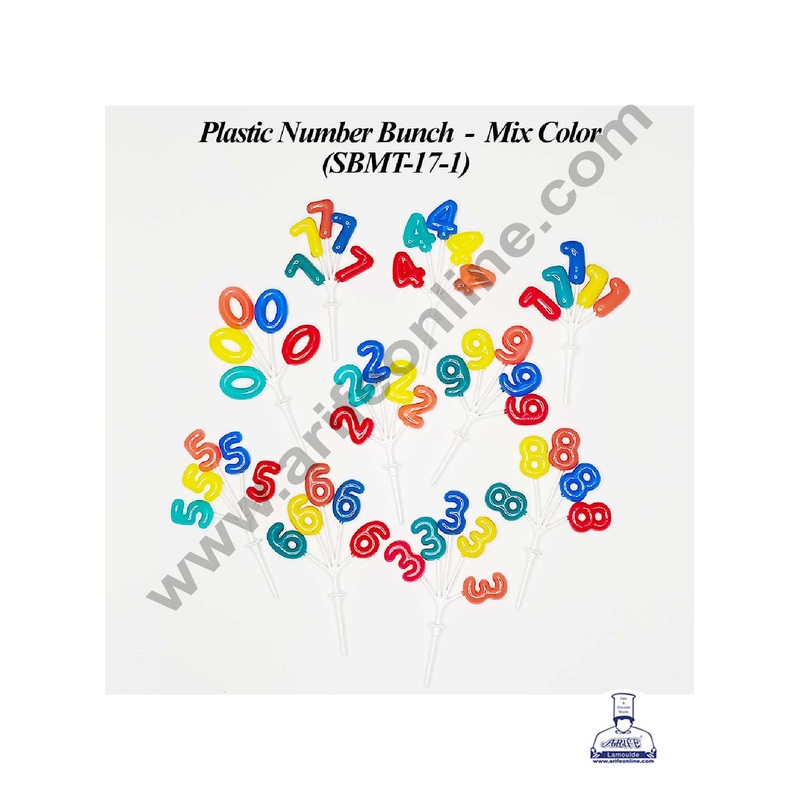 CAKE DECOR MultiColor Number Plastic Bunch Cake Topper - 1 Bunch