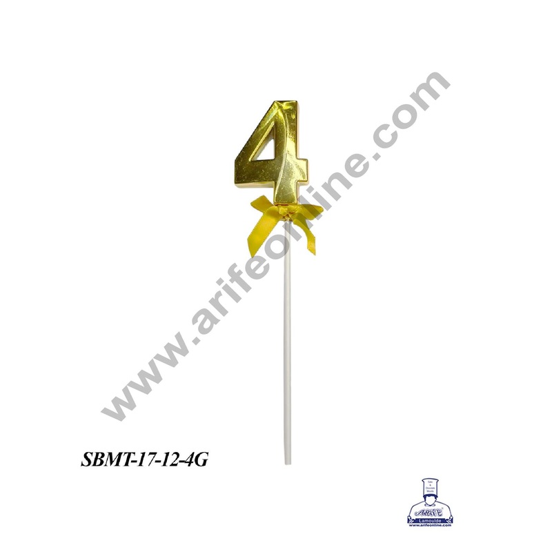 CAKE DECOR Plastic 3D Style 4 Number Cake Topper - 1 Piece