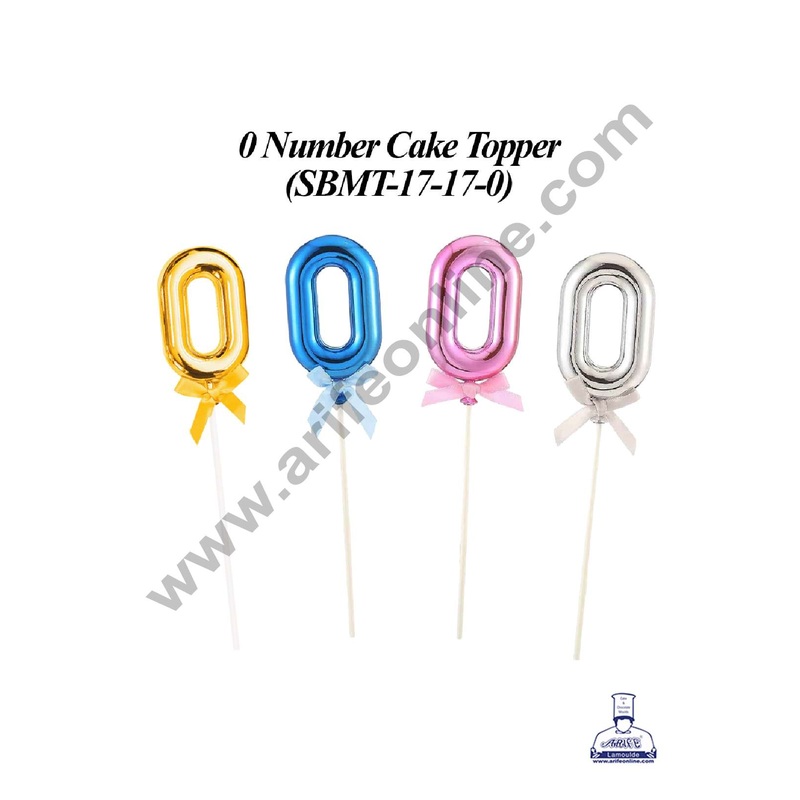 CAKE DECOR Plastic Balloon Style 0 Number Cake Topper - 1 Piece