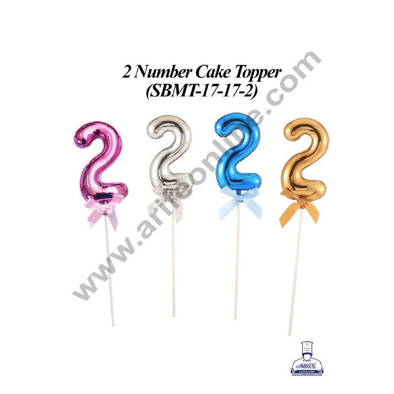 CAKE DECOR Plastic Balloon Style 2 Number Cake Topper - 1 Piece
