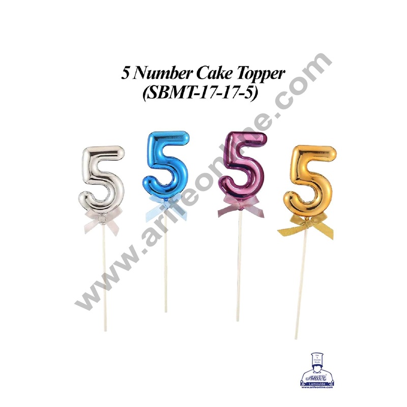 CAKE DECOR Plastic Balloon Style 5 Number Cake Topper - 1 Piece