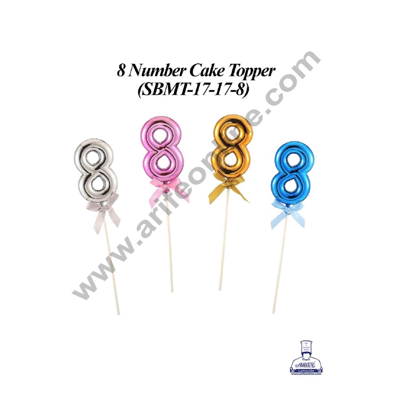 CAKE DECOR Plastic Balloon Style 8 Number Cake Topper - 1 Piece