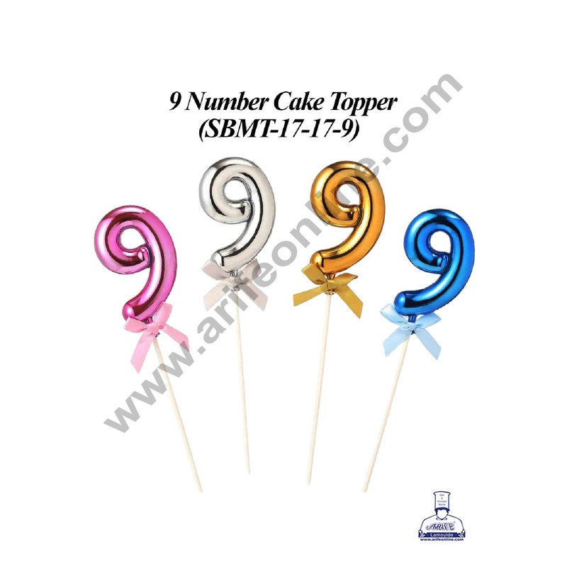 CAKE DECOR Plastic Balloon Style 9 Number Cake Topper - 1 Piece