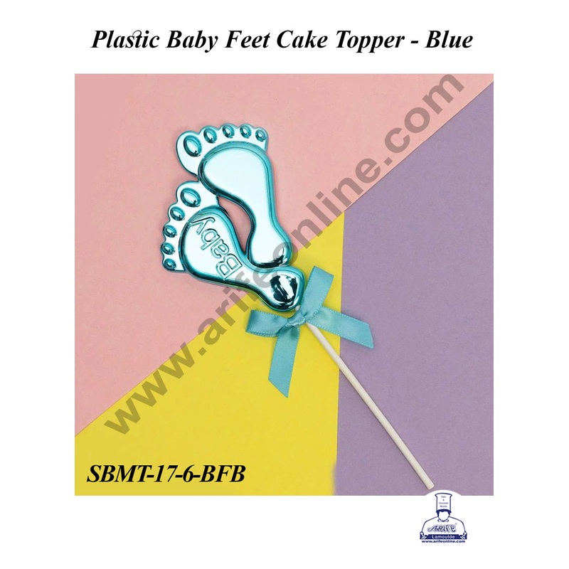 CAKE DECOR Plastic Blue Baby Feet Cake Topper | Baby Shower Theme - 1 piece
