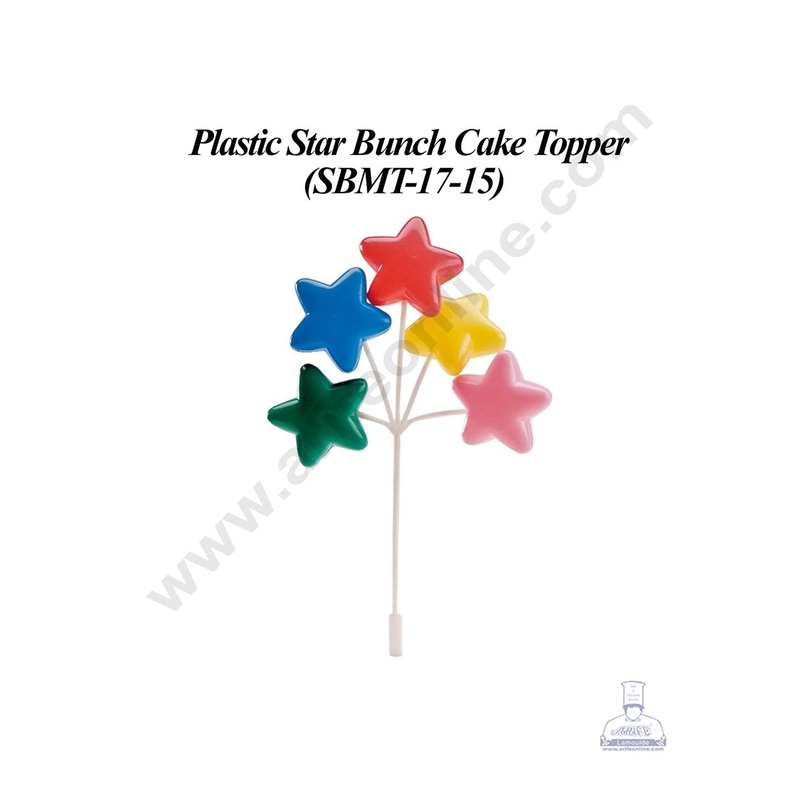 CAKE DECOR Plastic Multicolor Star Bunch Cake Topper - 1 Bunch