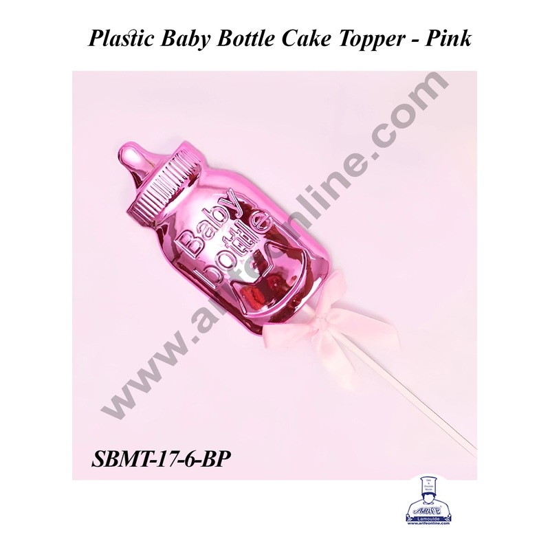CAKE DECOR Plastic Pink Baby Bottle Cake Topper | Baby Shower Theme - 1 piece