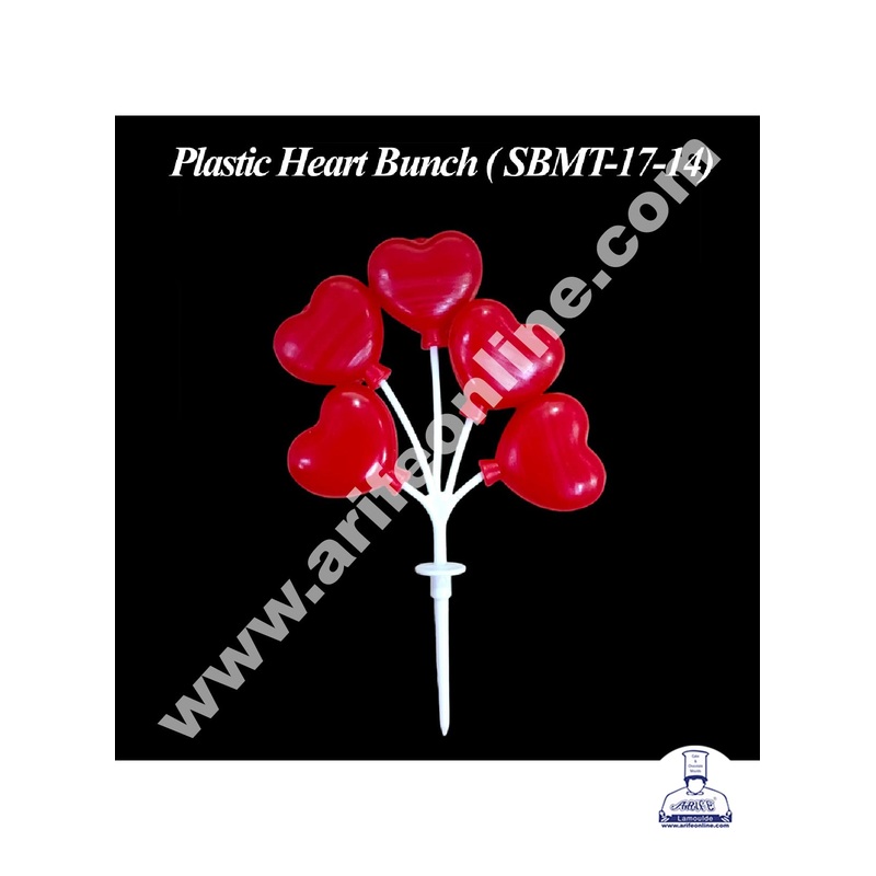 CAKE DECOR Plastic Red Heart Bunch Cake Topper - 1 Bunch