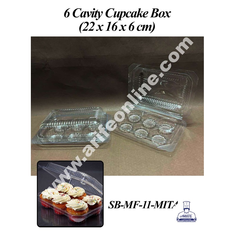 CAKE DECOR PVC 6 Cavity Cupcake Box | Muffin Box | Mini Dessert Package - (5 Pcs Pack)