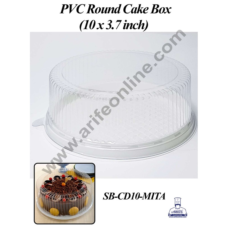 CAKE DECOR PVC Round Cake Box | Dessert Packaging - 10 inch (5 Pcs Pack)