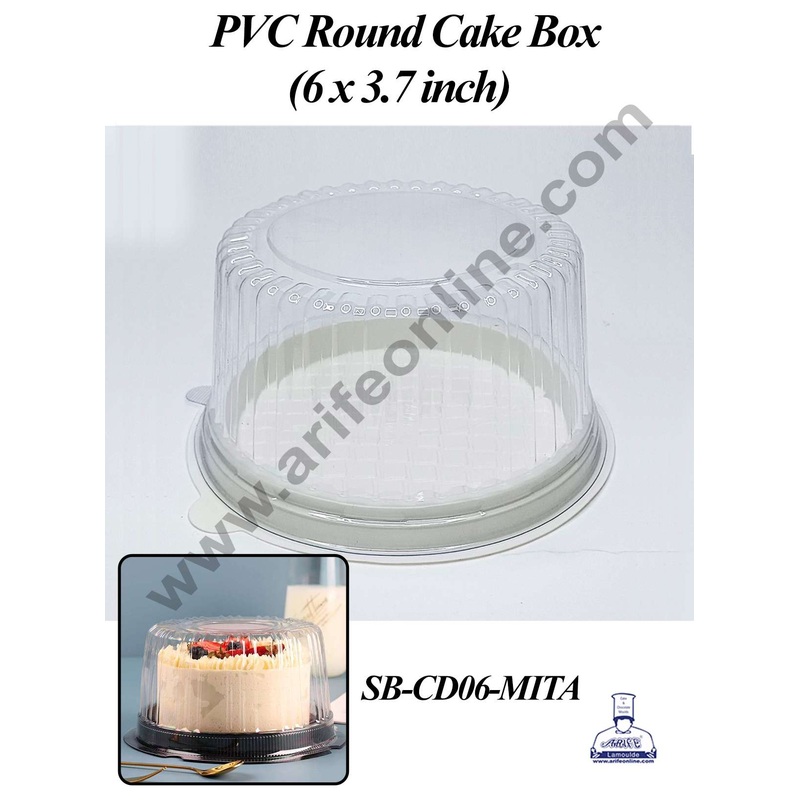 CAKE DECOR PVC Round Cake Box | Dessert Packaging - 6 inch (5 Pcs Pack)