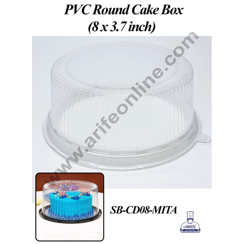 CAKE DECOR PVC Round Cake Box | Dessert Packaging - 8 inch (5 Pcs Pack)