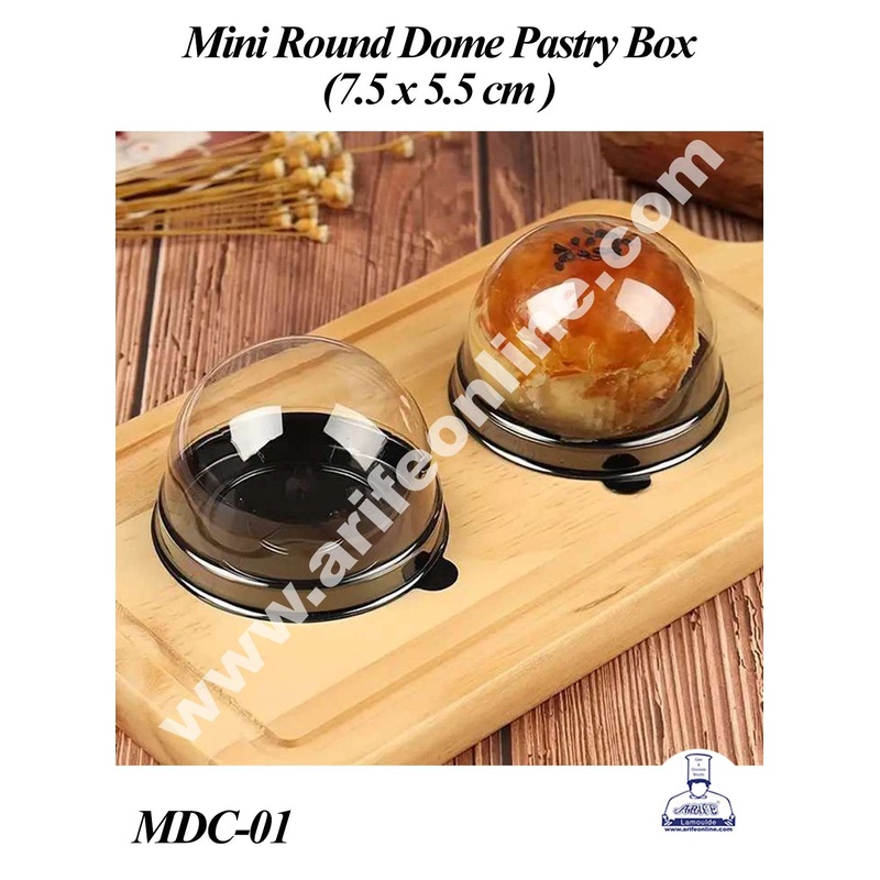 CAKE DECOR PVC Round Dome Pastry box | Moon Cake Box | Dessert Package - (5 Pcs Pack)
