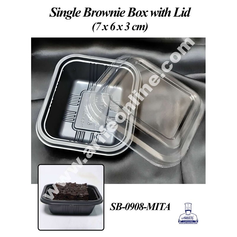CAKE DECOR PVC Single Brownie Box with Lid | Pudding Box | Mini Dessert Package - (5 Pcs Pack)