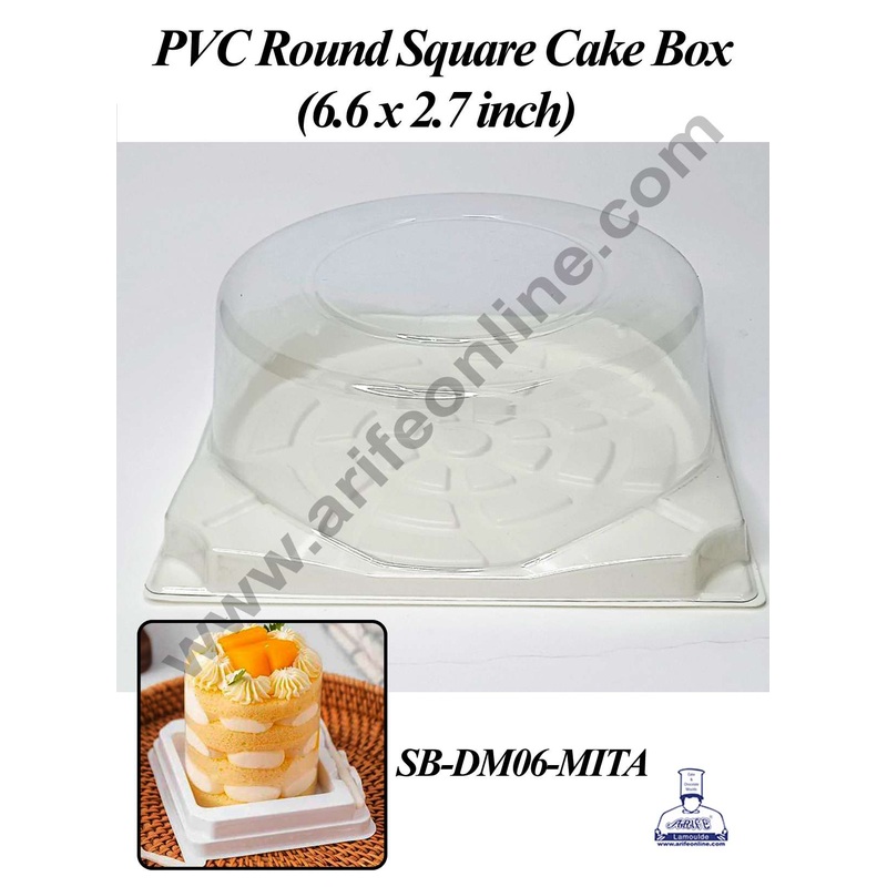 CAKE DECOR PVC Square Round Cake Box | Dessert Packaging - 6.6 inch (5 Pcs Pack)