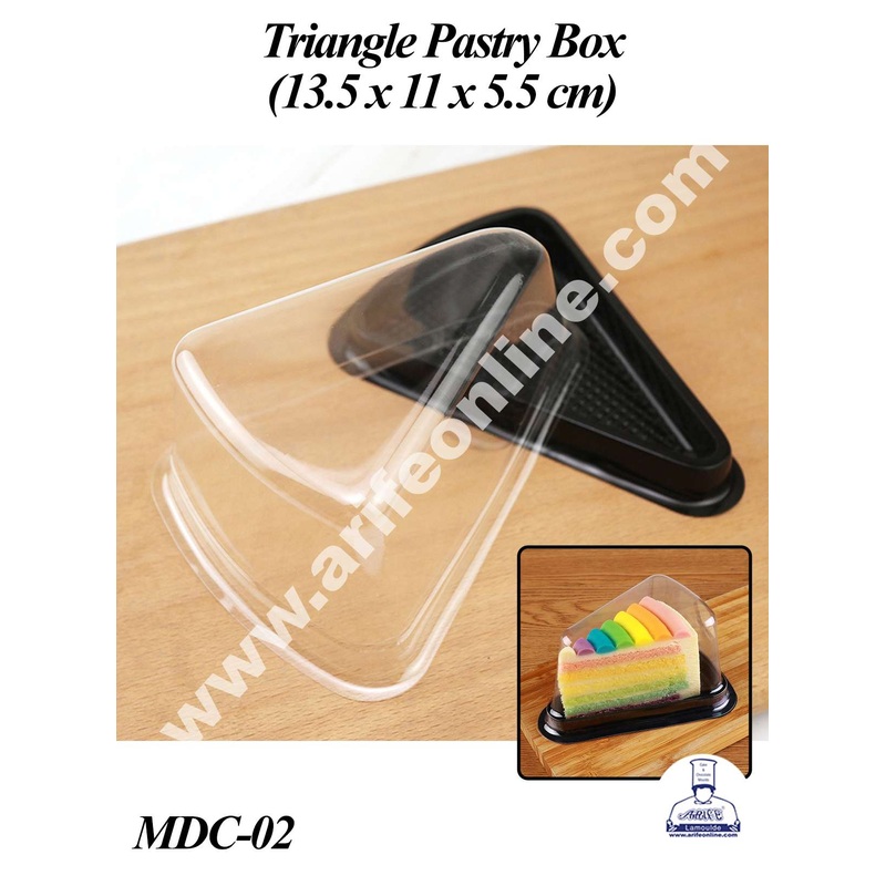 CAKE DECOR PVC Triangle Pastry box with Clear Lid | Slice Box | Dessert Package - (5 Pcs Pack)