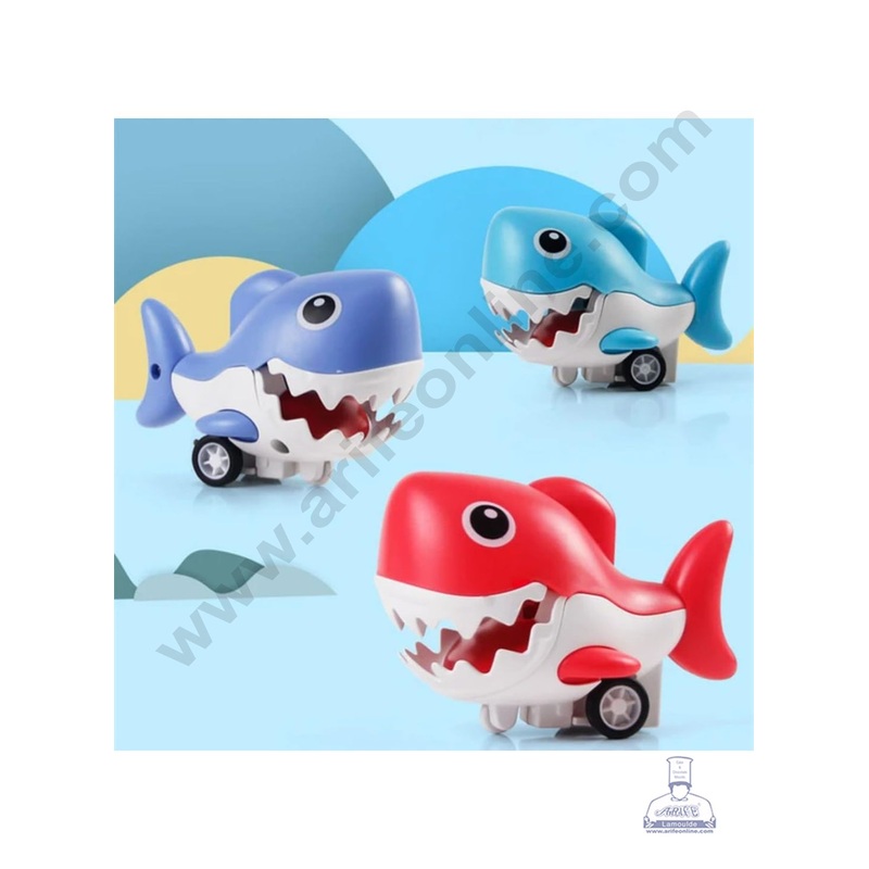 CAKE DECOR 1 Pc Baby Shark Theme Push and Go Play Toy Cake Topper Decorations Figurines - (SB-T-87-16)