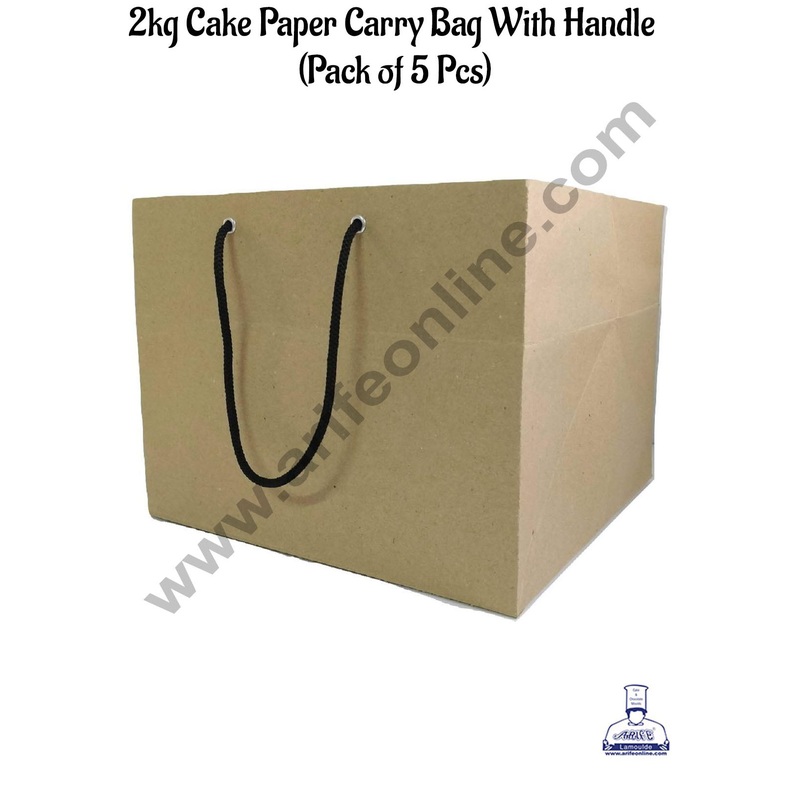 CAKE DECOR 2 kg Cake Paper Carry Bag With Handle (Pack of 5 Pcs)