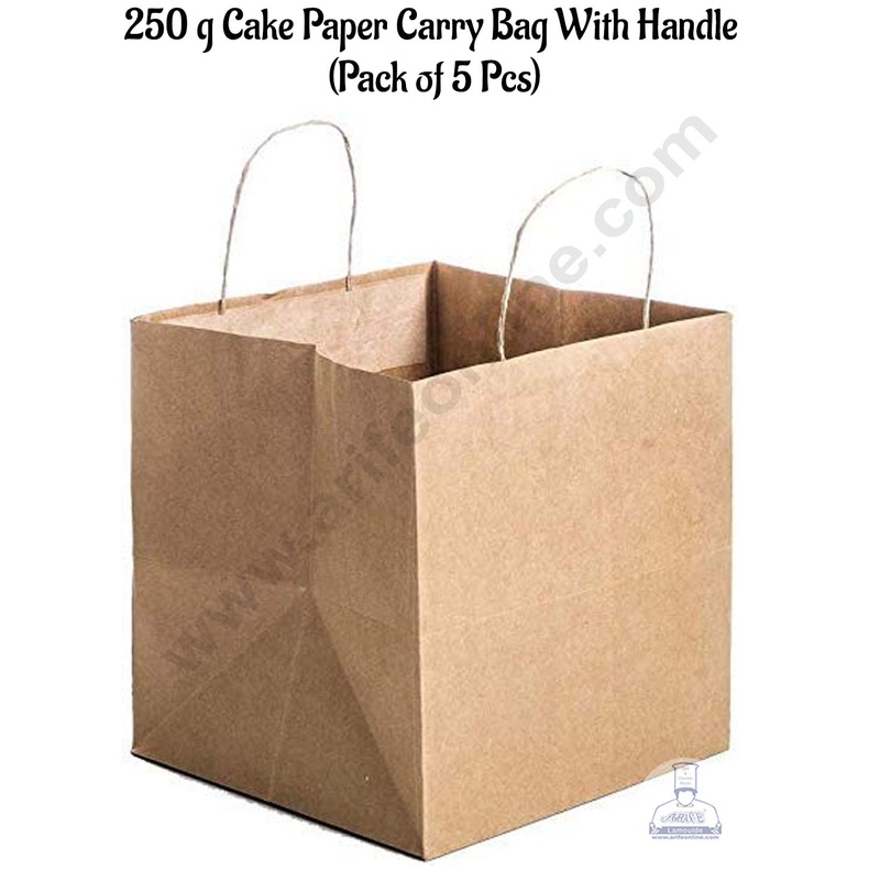 CAKE DECOR 250 g Cake Paper Carry Bag With Handle (Pack of 5 Pcs)