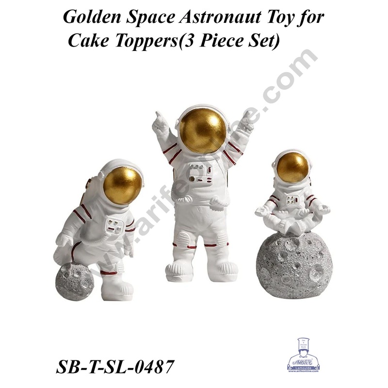 CAKE DECOR 3 Pcs Set Golden Space Astronaut Toy for Cake Toppers(SB-T-SL-0487)