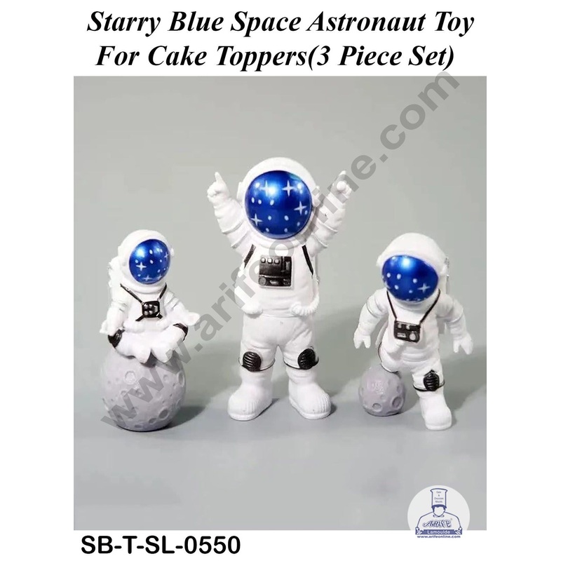 CAKE DECOR 3 Pcs Set Starry Blue Space Astronaut Toy for Cake Toppers(SB-T-SL-0550)